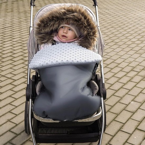 Voetenzak Kinderwagen - Winter Inleg - Warmte Buiten - Waterafstotende Buitenlaag - 90x45 cm - Donker Grijs — afbeelding 2
