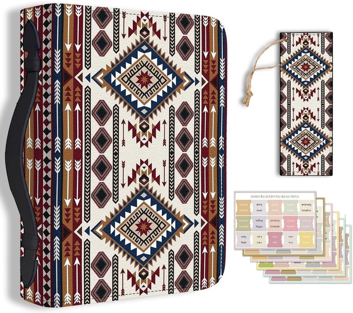 Bruine bijbeltas van PU-leer met bladwijzer, westerse stijl, 20 x 28 x 6 cm, ideaal voor christelijke notities en draagaccessoires, geschikt voor mannen en vrouwen