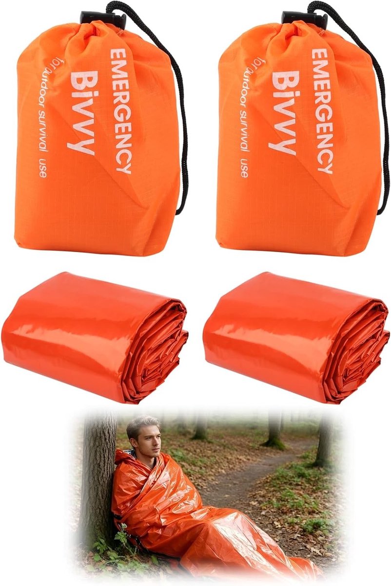 Survivalslaapzak - Oranje - 210 x 90 cm - Gealuminiseerde PE met Reflecterende Binnenkant - Voor Wandelaars en Kampeerders