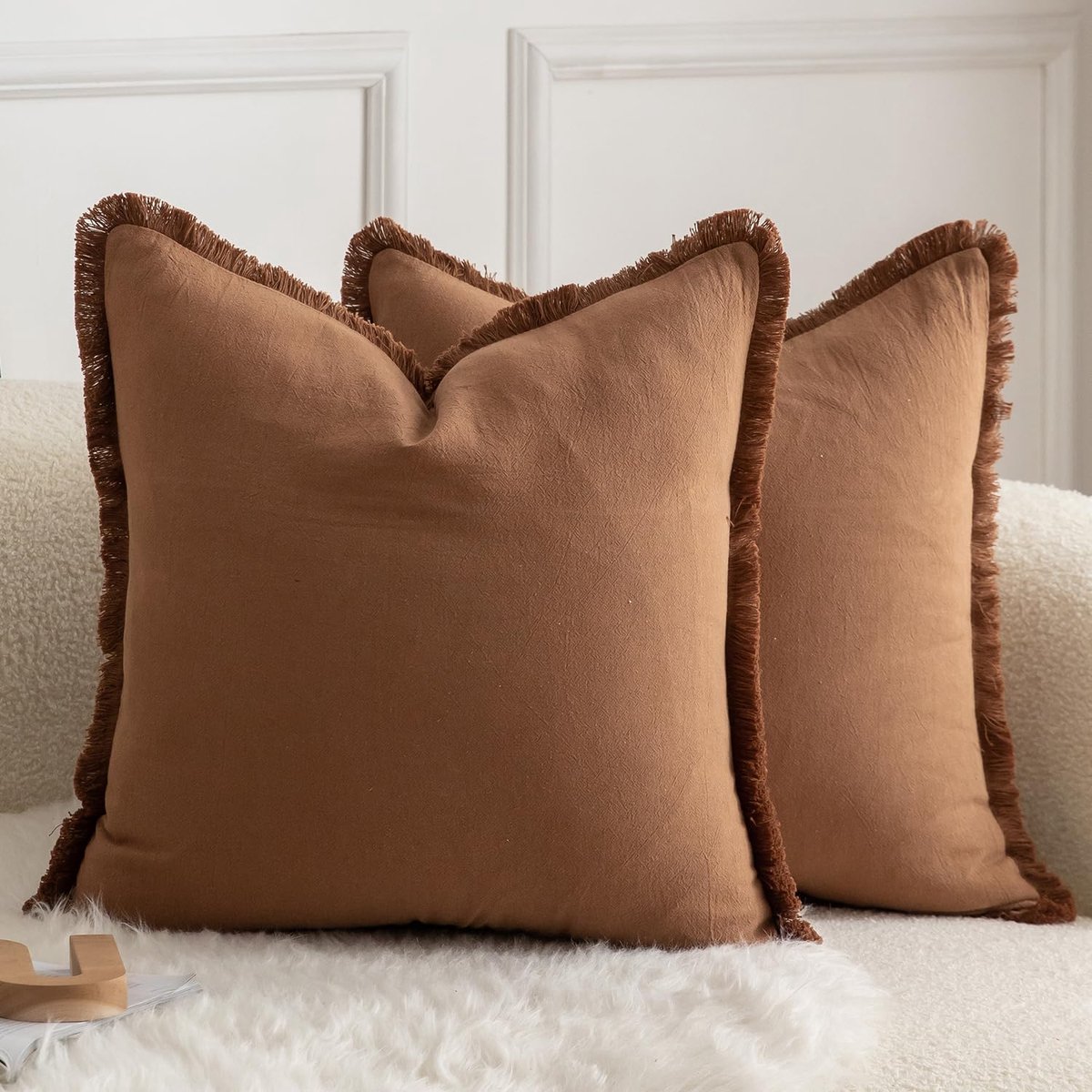 Kussensloop 50x50 cm - Katoen - Neutraal bruin - Decoratief voor woonkamer - ShopVlot