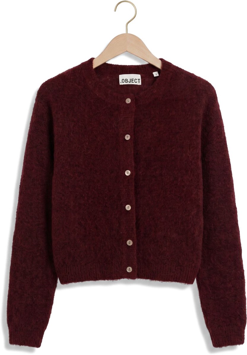 Object Objagate L/s Re Knit Cardigan Noos Truien & vesten Dames - Sweater - Hoodie - Vest- Bordeaux - Maat XS