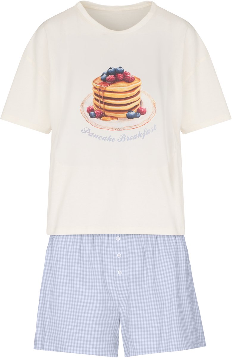 Hunkemöller Pyjamaset met Short en T-shirt Wit
