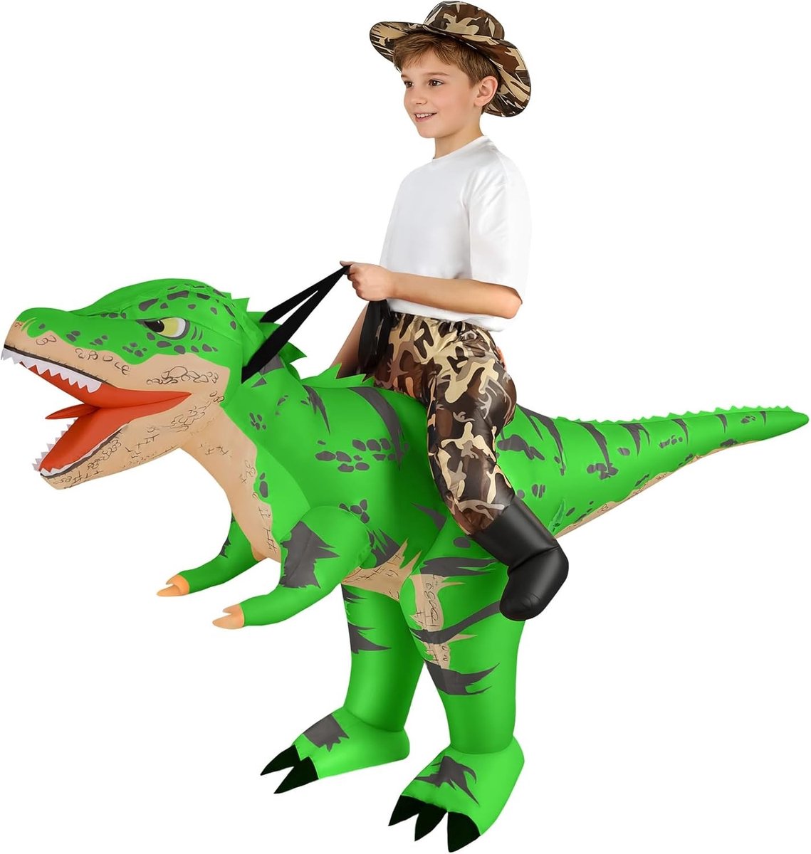 Opblaasbaar T-Rex Kostuum voor Feestjes, Carnavals en Halloween - Inclusief Inflatiesysteem, Perfect als Verjaardagscadeau en voor Kinderen