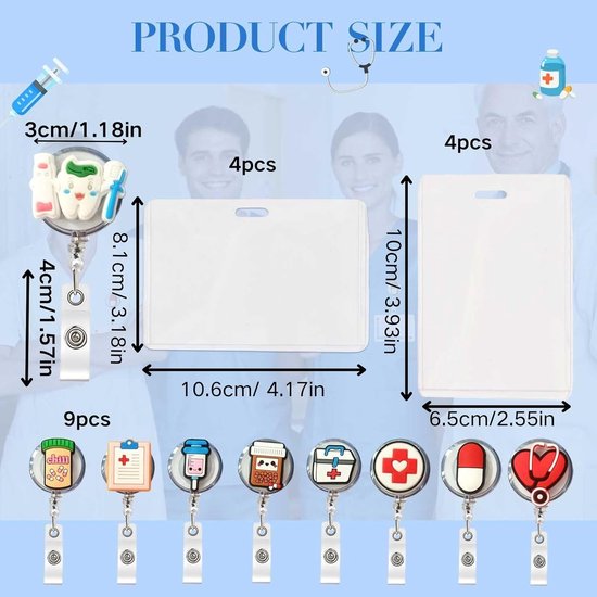 Set van 8 Flexibele en Duurzame Badge Reel met ID Houder en 360° Draaiknop - Perfect Cadeau voor Verpleegkundigen en Zorgprofessionals tijdens Verpleegkundige Week — afbeelding 2