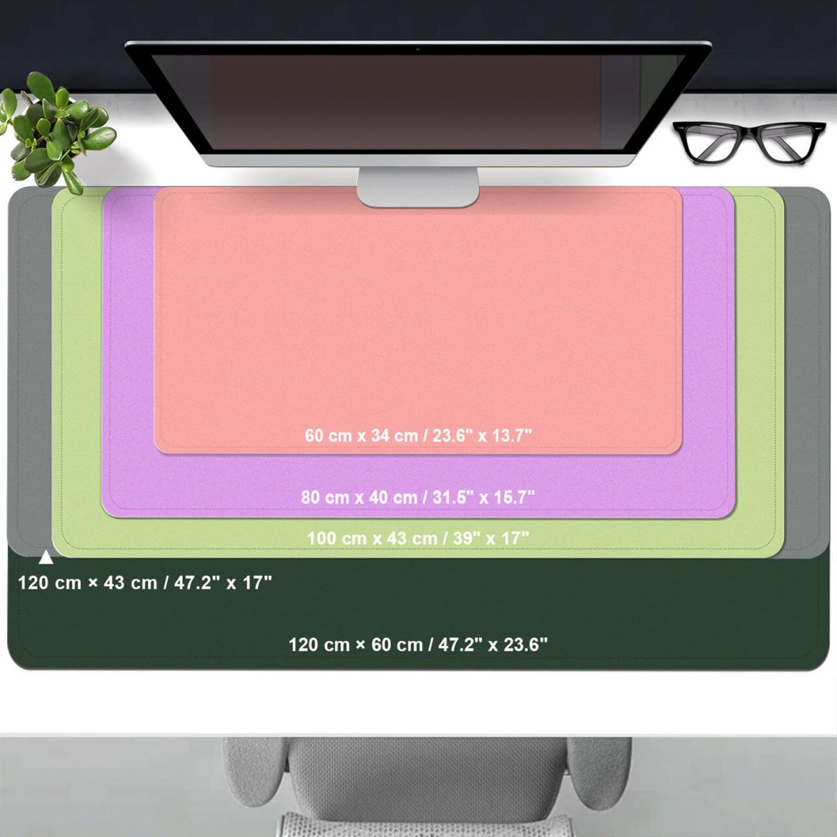 BLESWIN Grote antislip bureauonderlegger, dubbelzijdige lederen bureaumat met suède, waterdichte bureauonderlegger - ShopVlot