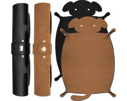 SIQUK 2 stuks dobbelstenen dienblad voor honden, opvouwbaar, PU-leer, dobbelstenen, mat, voor DND RPG (camel, zwart) - ShopVlot