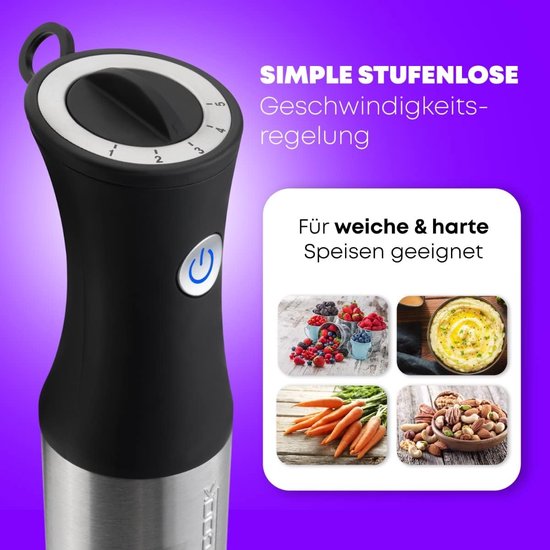 Staafmixer - Blender - Ingrediënten Purere - 5 Snelheden - 27 cm staaf - Zwart — afbeelding 4