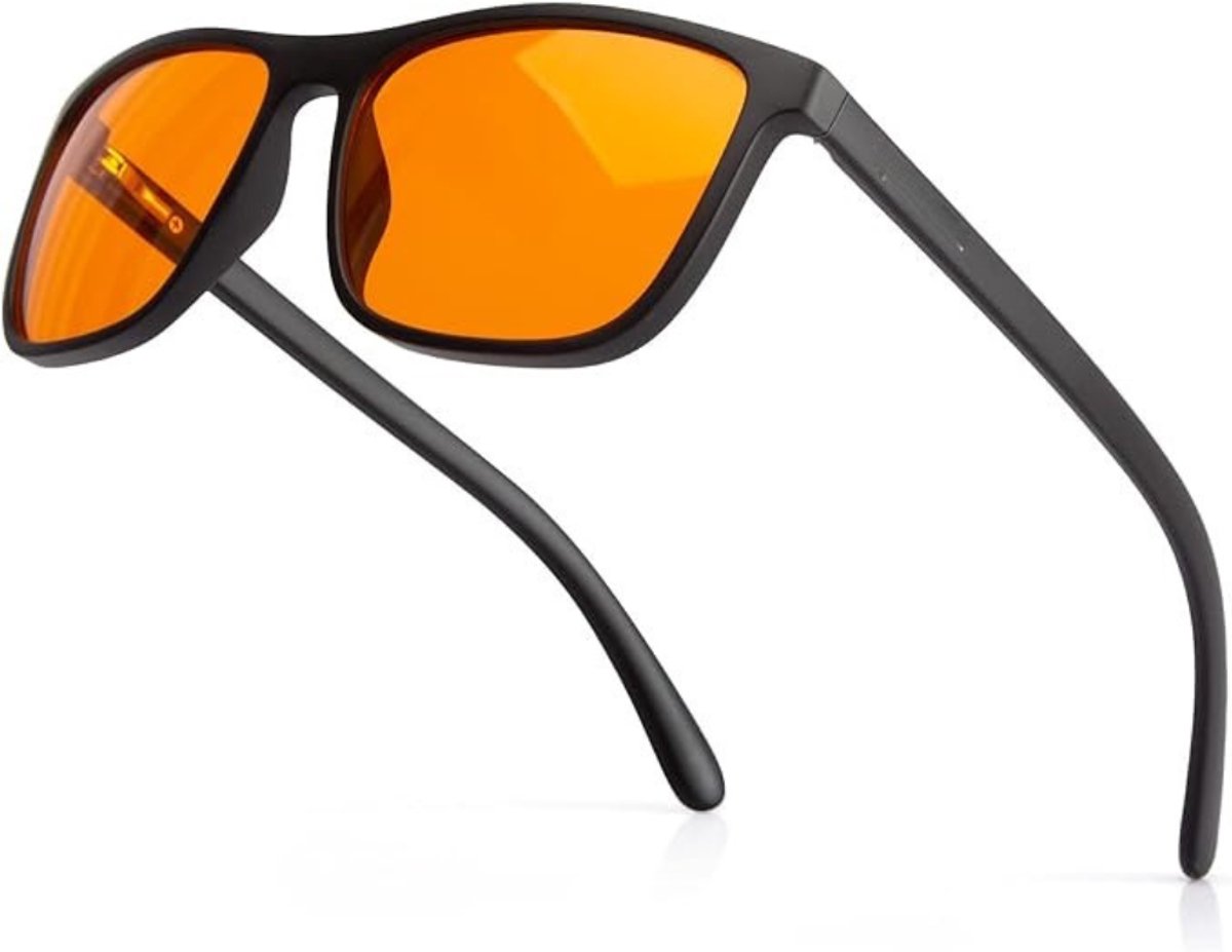 Allvia® Blauw Licht Bril Zonder Sterkte - Computerbril - Blauw Licht Bril - Anti-Reflectie - Anti-Vermoeidheid - Amber - Zwart - 16cm x 8cm x 5cm