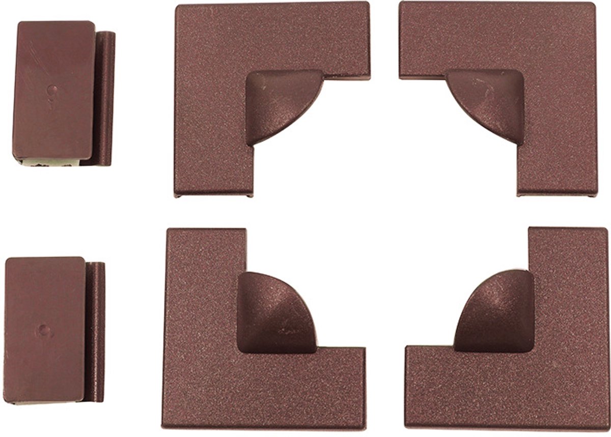 Magnetische accessoirekit voor raamhorhoeken: Inclusief verstevigde hoekclips, handgrepen en 4 robuuste, windbestendige clips voor naadloze reparaties en effectieve bescherming tegen muggen-Bruin