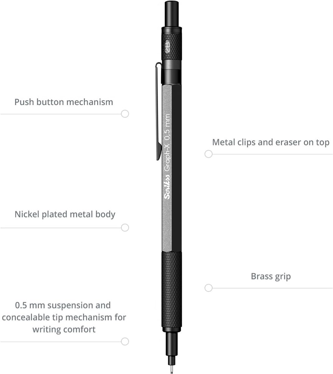 Scrikss Mechanical pencils Graph-X Anthracite 0.8 mm - ShopVlot