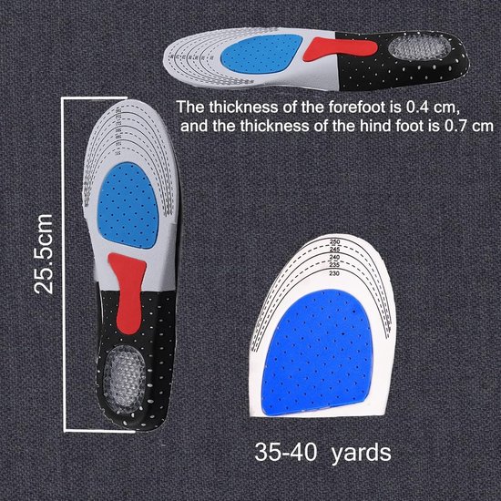 Comfortabele Orthopedische Zolen met Gel, Unisex Inlegzolen voor Werkschoenen en Ondersteuning van de Voetboog, Ideaal voor Platter Voeten en Lange Dagen — afbeelding 5