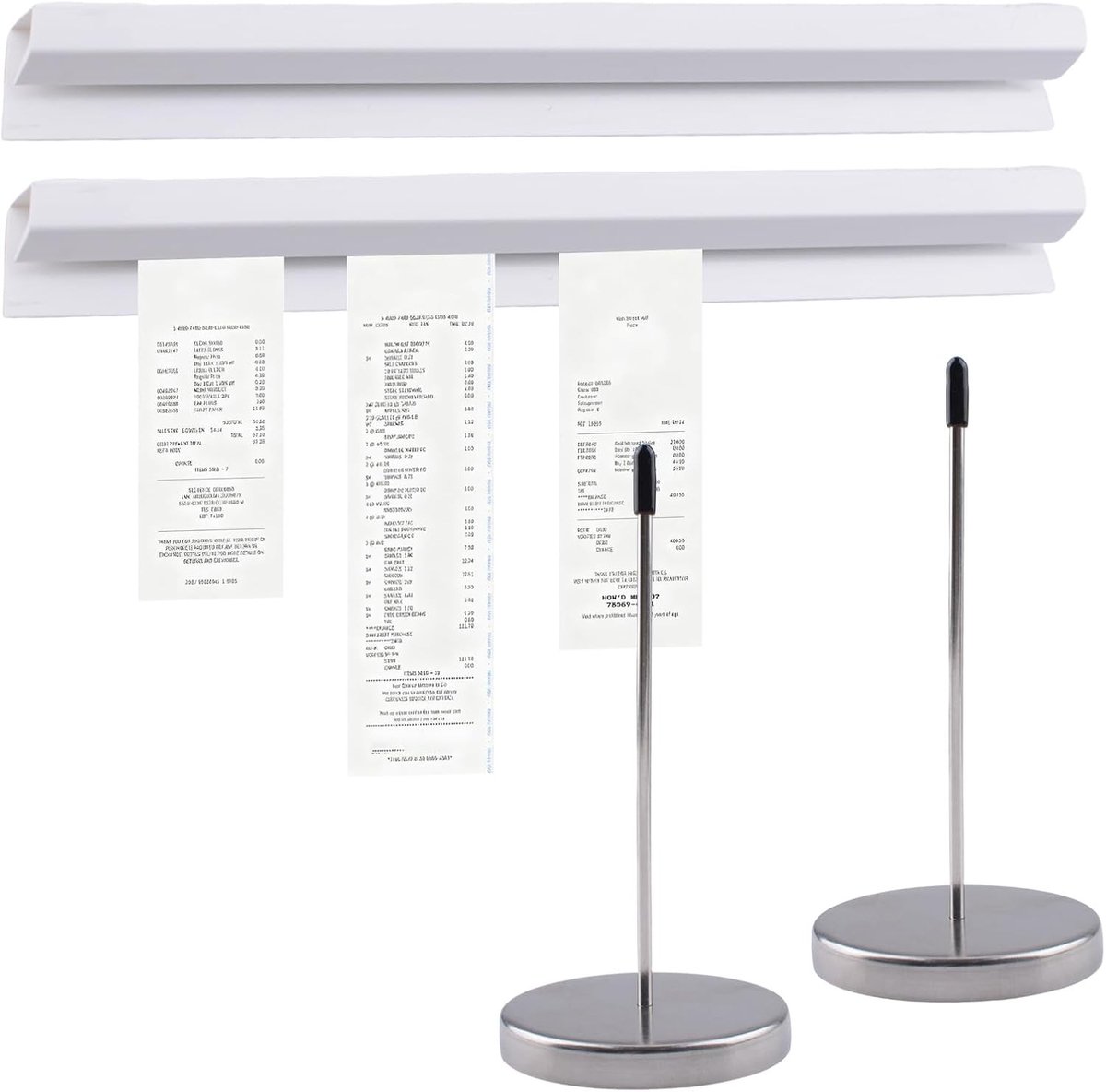 Roestvrijstalen bonnenvork met zelfklevende rekeningsclip en papierhouder voor restaurant en kantoor, 2 sets, zilverkleurig