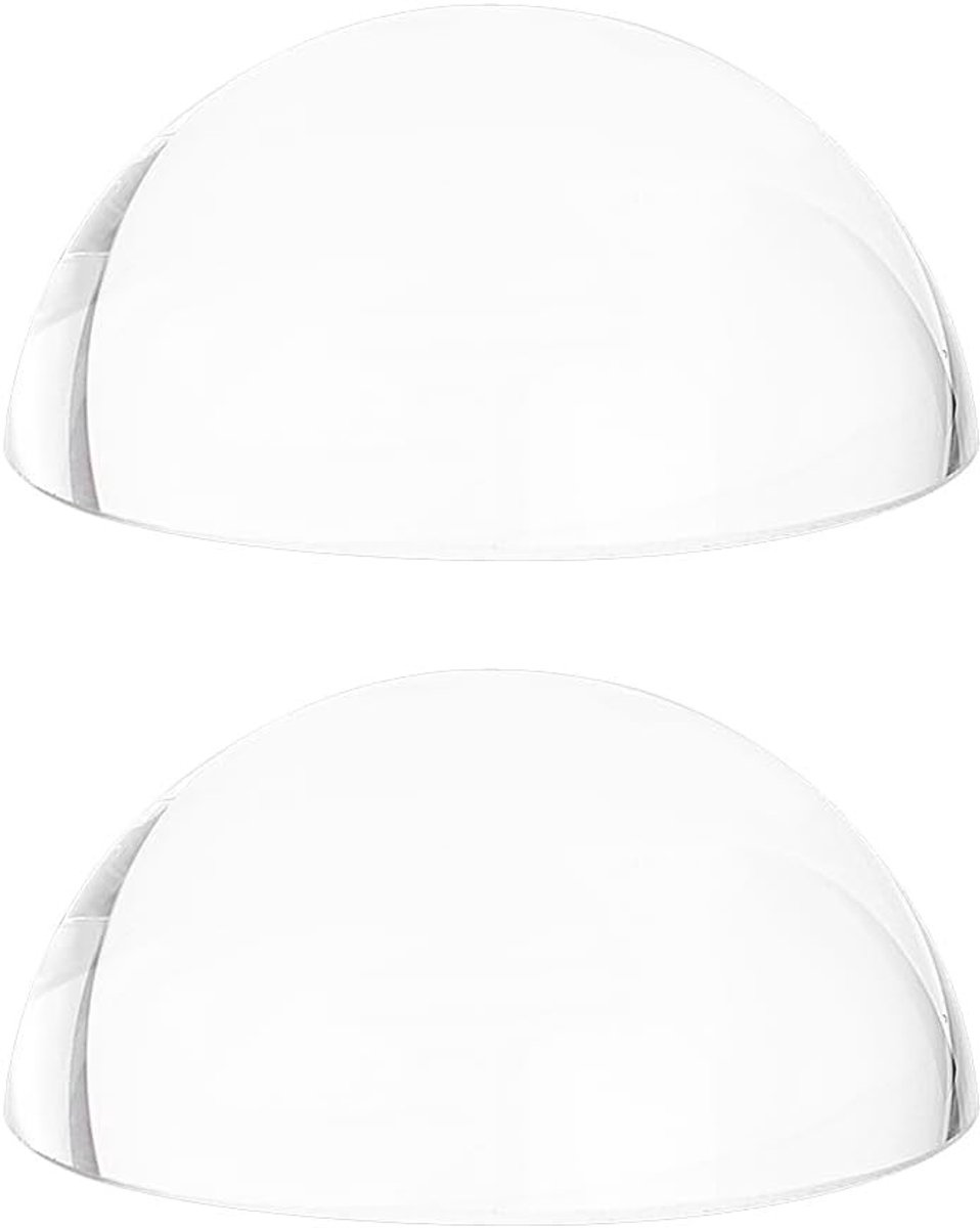 2 Stuks Glazen Papierzwaarte Magnifier Halve Koepel Vergrootglas, 6 cm Helder Optisch Half Bol Lens voor Plattegronden, Kaarten en Kranten voor Thuis en Kantoor