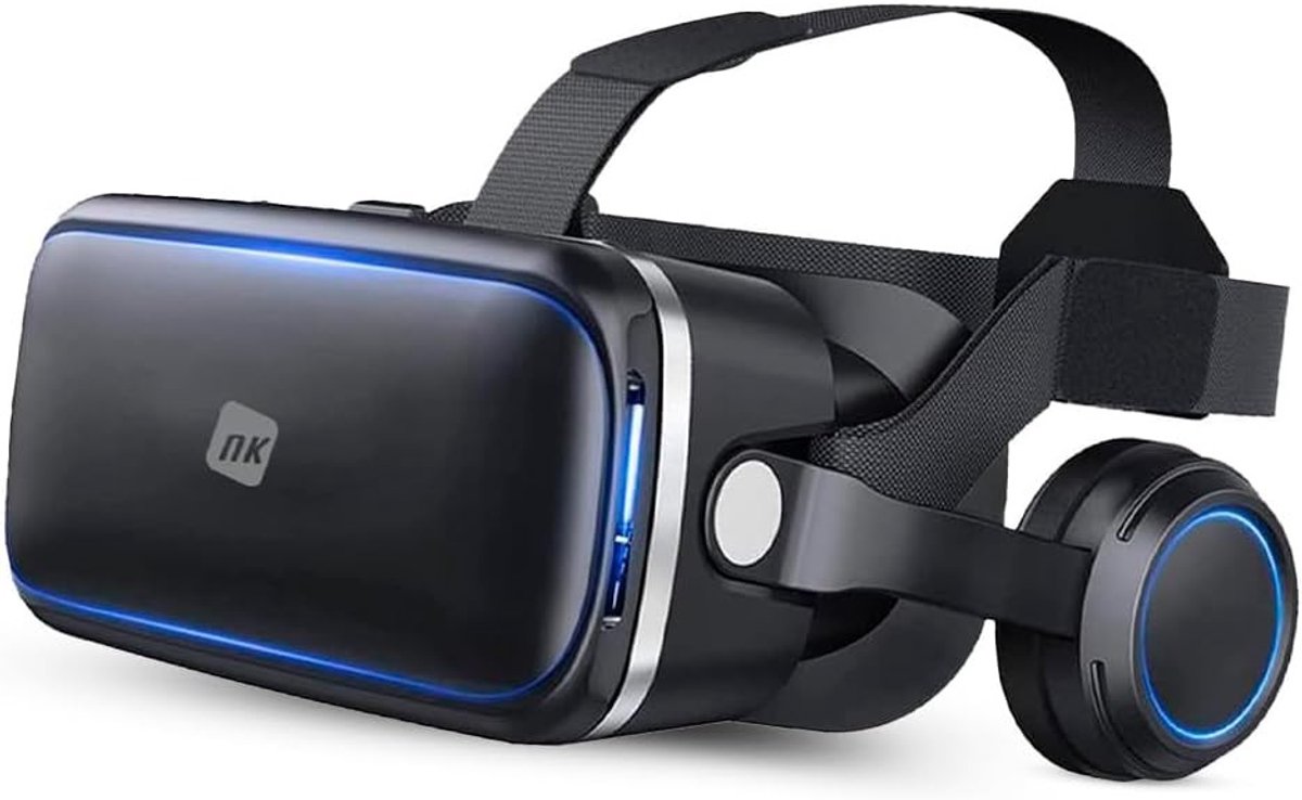 VR-bril met Hoofdtelefoon - Zwart - Voor Smartphones van 4.7 tot 6.53 - Met 3D Audio en Verstelbare Lens - Voor Gaming en Films