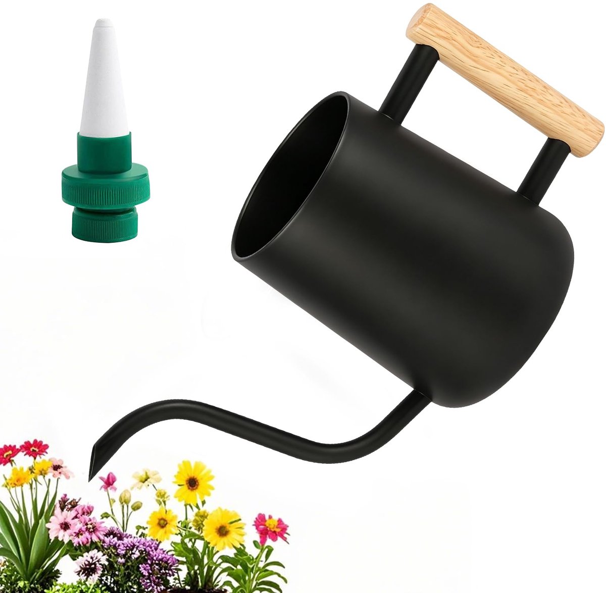 Gieter voor kamerplanten 1 liter - roestvrij staal - lange uitloop - ideaal voor binnen gebruik - ShopVlot