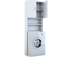 Wasmachinekast - Badkamerrek - Opbergen en Organiseren - Ruimtebesparend Ontwerp - 190 cm Hoog - Wit