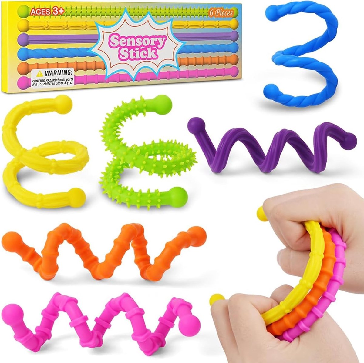 Sensory Anti-Stress Speelgoed - Silicone Fidget Toys met Rekbare Textuur voor Autisme, ADHD en Stressverlichting, 25 cm