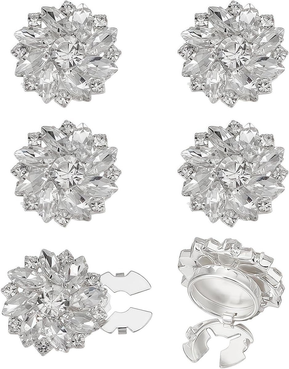 Set van 6 Kristallen Bloem Oogknopen van 25mm - Decoratieve Knopen voor Kleding, Handwerk en Accessoires