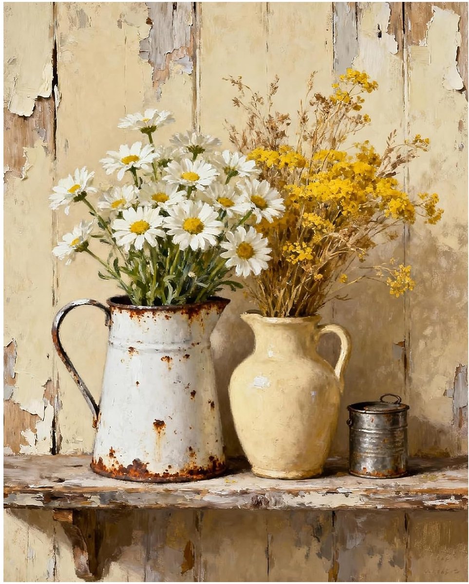 Schilderen op nummer volwassenen 40 x 50 cm - bloemen madeliefjes - ontspannend hobbyproject - perfecte decoratie - ShopVlot