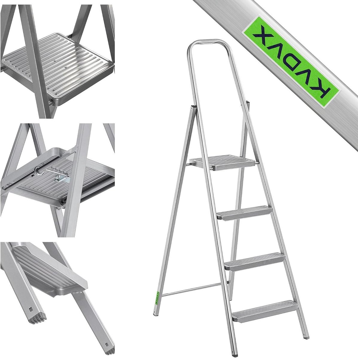 Eenzijdige Ladder - Huishoudtrap - Kluswerkzaamheden - Antislipvoeten - 4 Treden - Staal