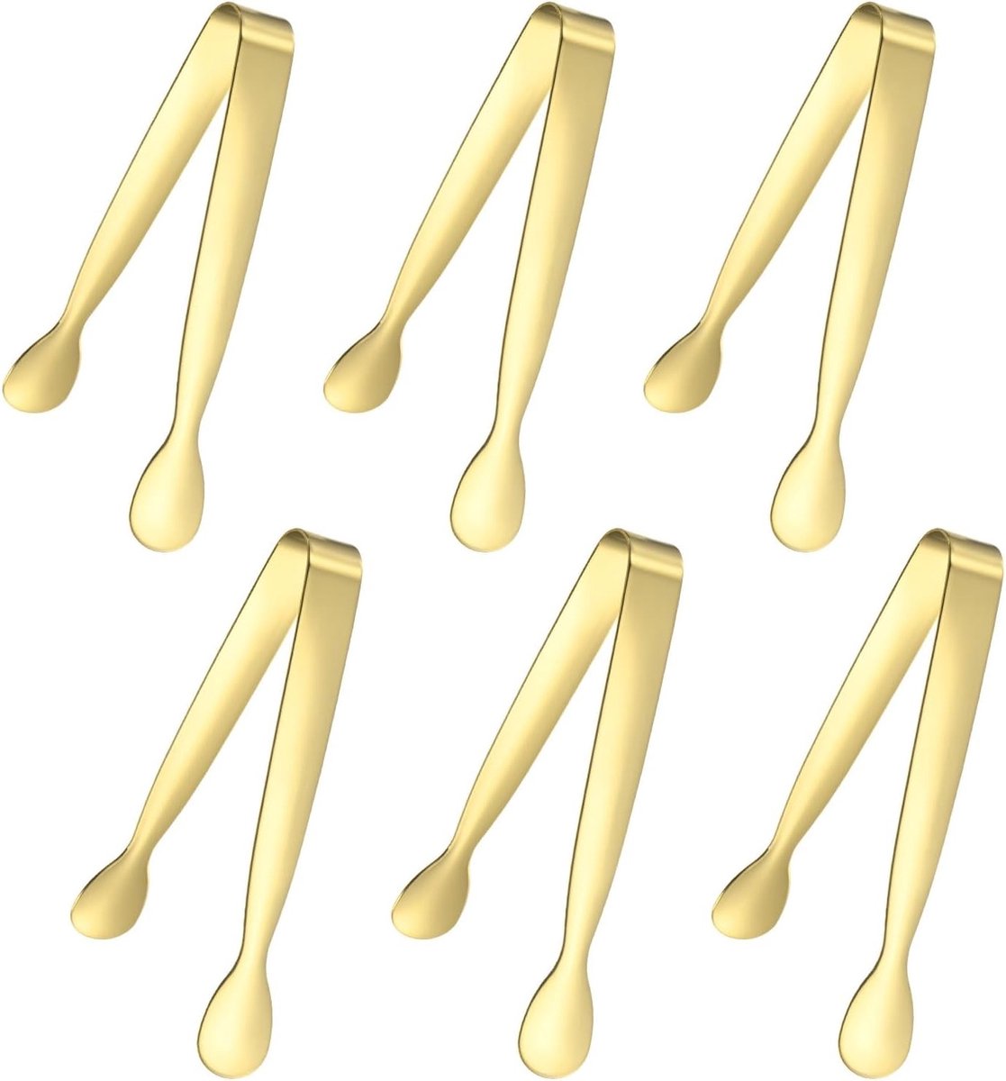 Set van 6 Mini Serveertangen van 4,3 Inch, RVS U-vormige Tangen voor Suiker, IJs en Snacks bij Feestjes en Buitenevenementen