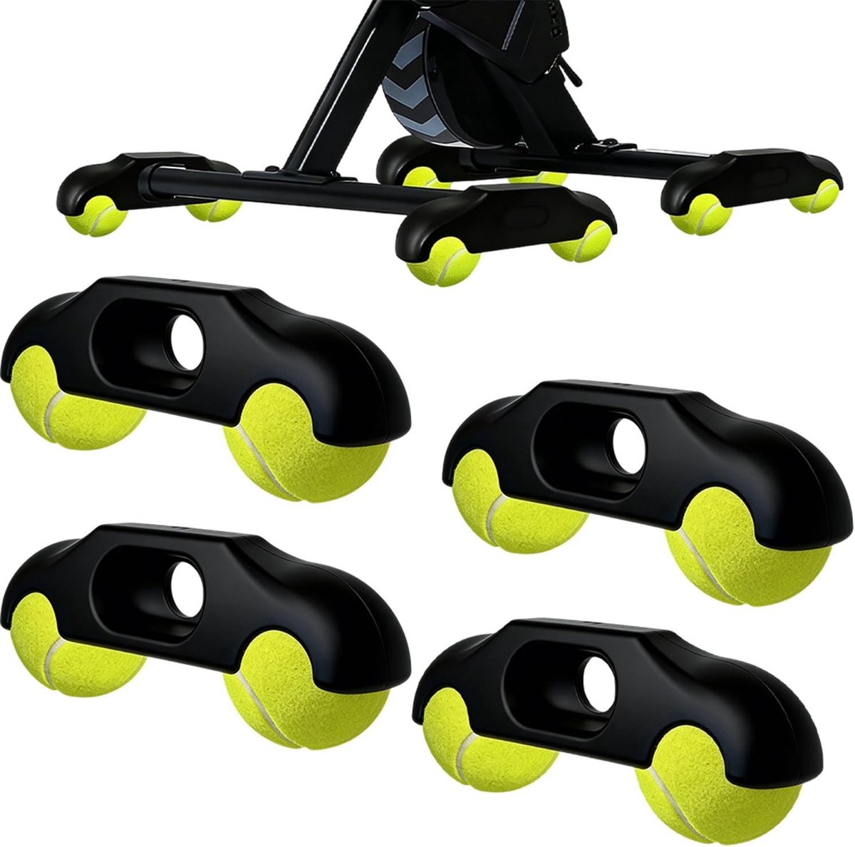 Set van 4 Rocker Plate Voeten voor Fietstrainers, Geschikt voor Indoor Cycling en Wahoo Kickr, Inclusief 8 Tennisballen voor Stabiliteit en Comfort