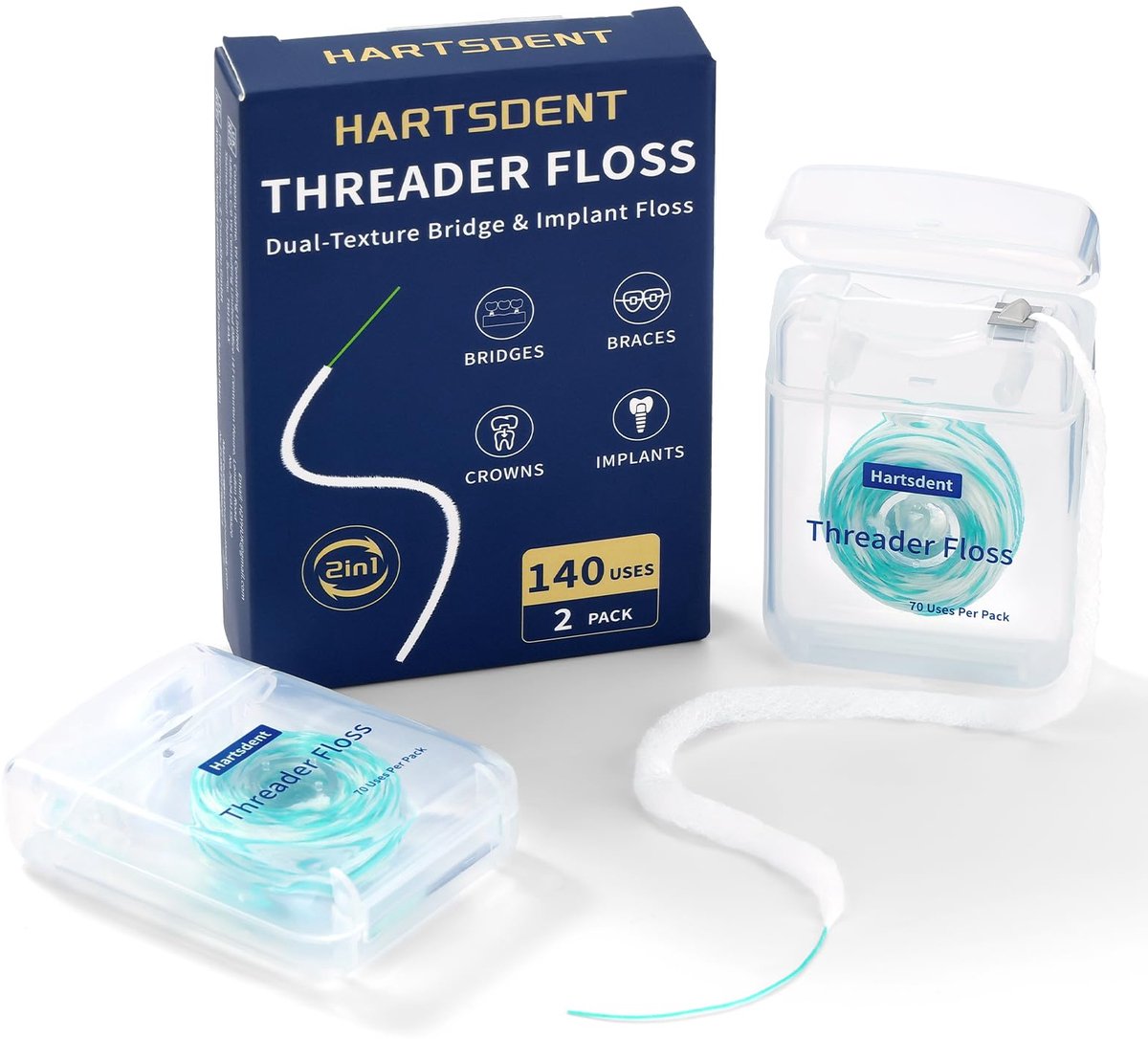 Threader tandzijde 2-in-1 - voor beugels en implantaten - diep reinigend - 140 toepassingen - ShopVlot