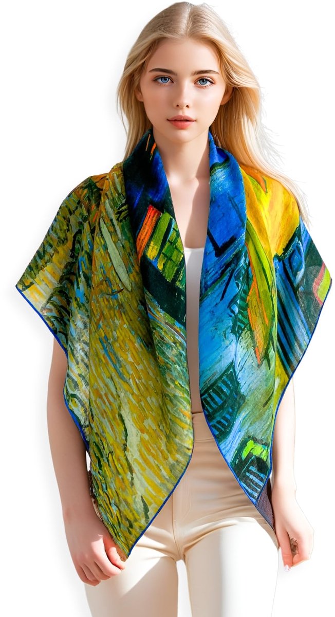 Pashmina sjaal 90x90 cm - kasjmier - artistiek design - ultralicht elegant cadeau - ShopVlot