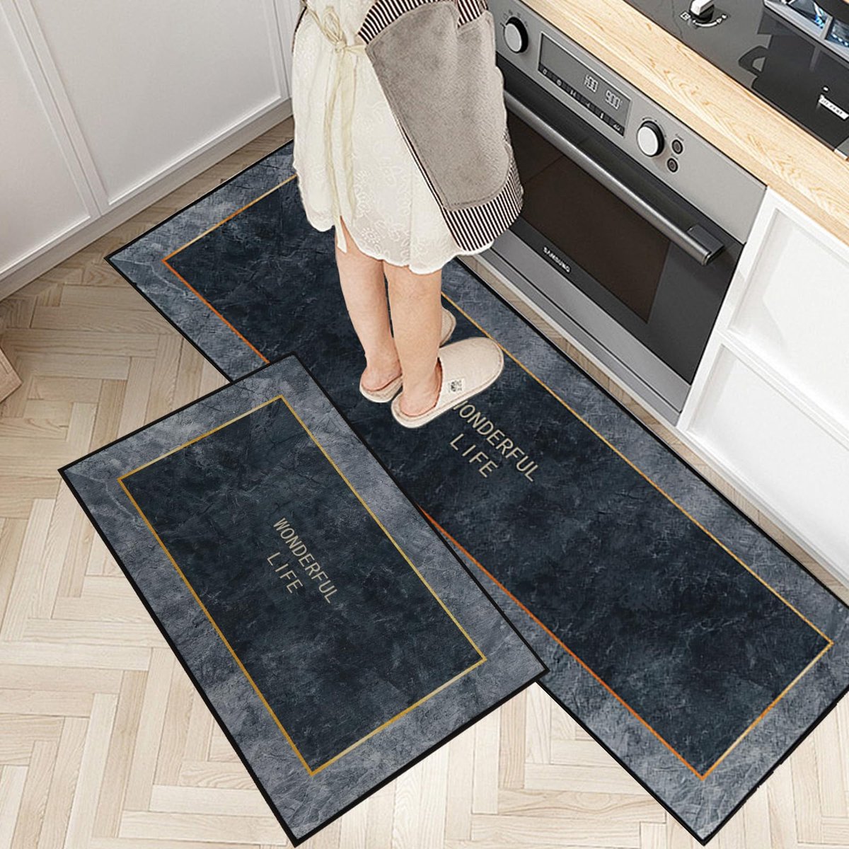 Keukentapijt set van 2 - antislip - wasbaar - perfecte bescherming voor uw vloer - ShopVlot