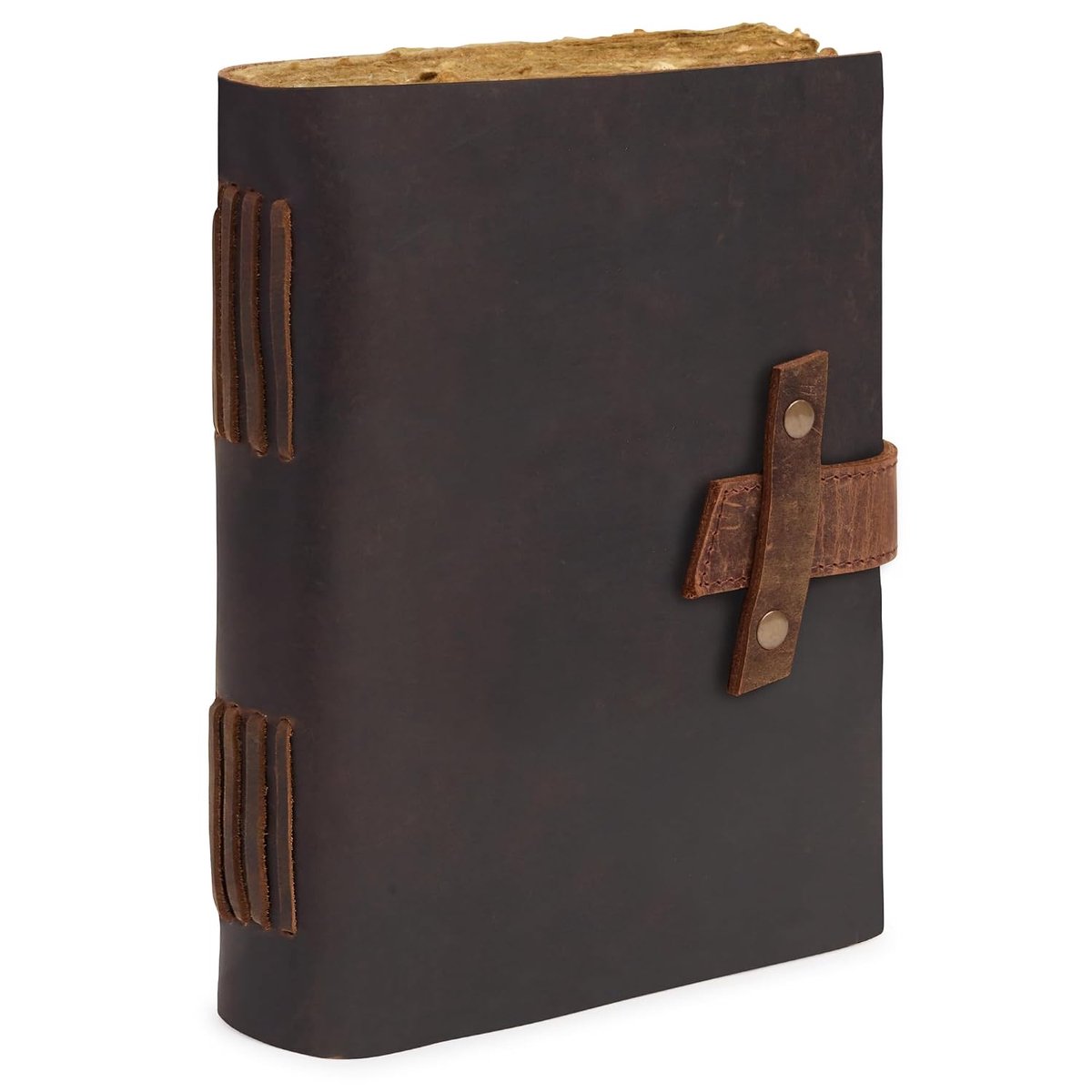 Vintage leren notitieboek 21 x 16 cm - met rits - praktisch formaat - ideaal als reisdagboek - ShopVlot