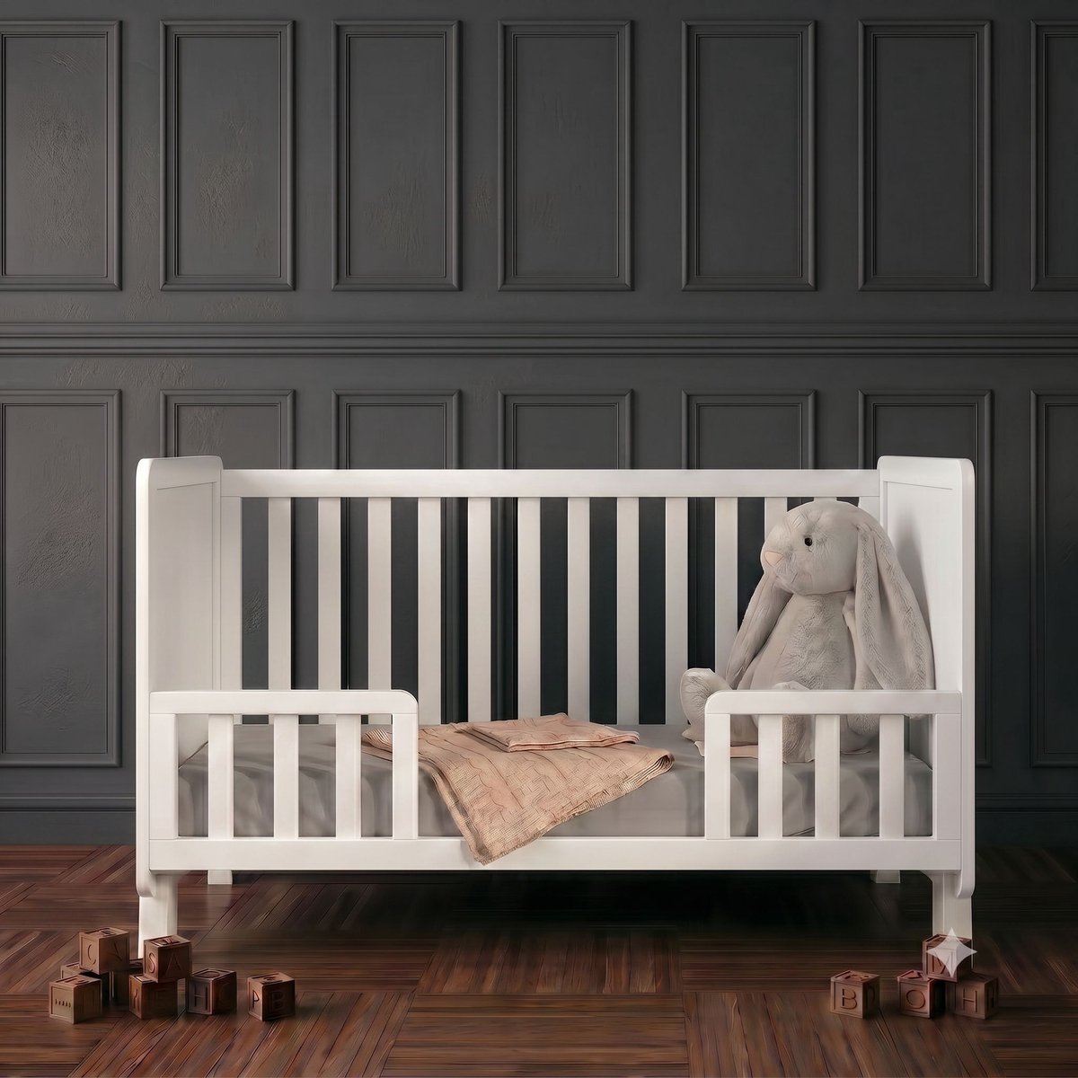 Love For Sleep Francis Babybedje 2-in-1 – Meegroeibed 120x60 cm – Met Extra Uitvalbeveiliging – Ruimtelijk Design – Exclusief Matras – Massief Grenenhout – Wit — cadeau in Cadeau-ideeën - foto 4