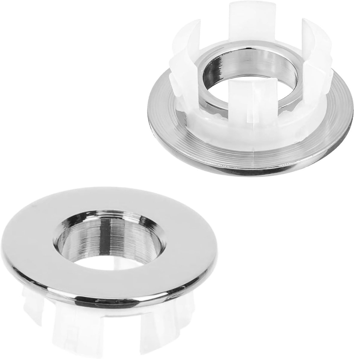 Pack of 2 overflow lids for washbasin, empty rings made of copper silver, for bathroom and kitchen, outer diameter 30 - ShopVlot