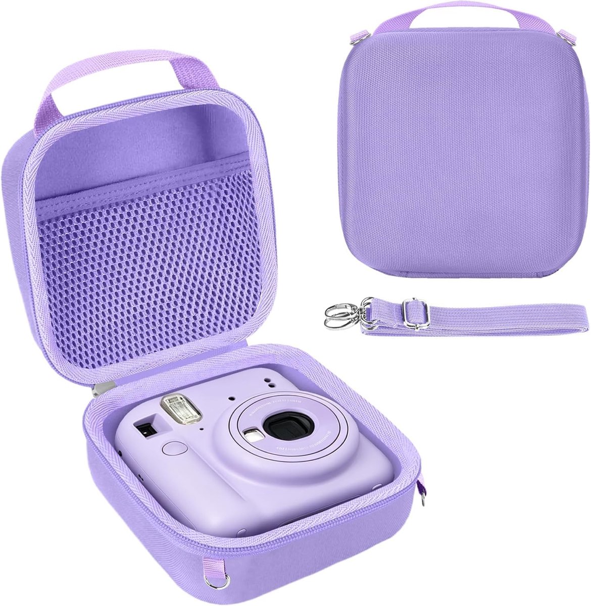 Leayjeen Hoesje compatibel met INSTAX Mini 12/INSTAX Mini 11, met draaggreep en schouderriem, paars - ShopVlot