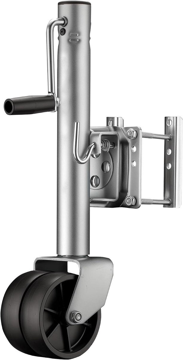 Dubbel Neuswiel - Steunwiel Aanhanger - Aanhanger Verplaatsen - Dubbele Nylon Wielen - 680 kg Capaciteit - Zilverkleurig