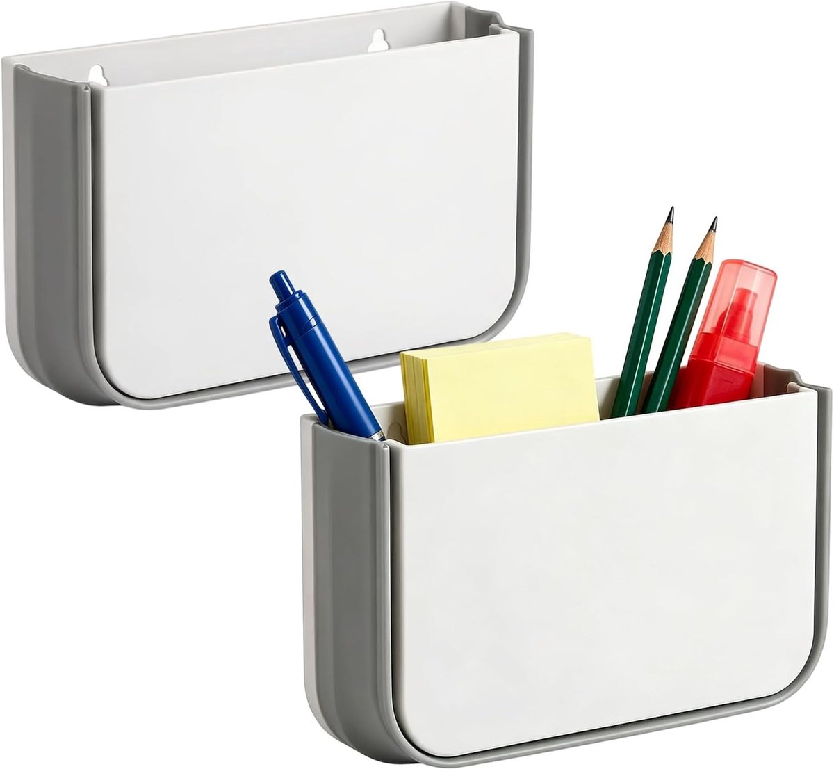 Witte Magnetische Penhouder, Opvouwbare Wandhouder, Magnetische Opslagmand voor Kantoor, Thuis en Koelkast, Organisator voor Stiften en Markers, Set van 2 Stuks
