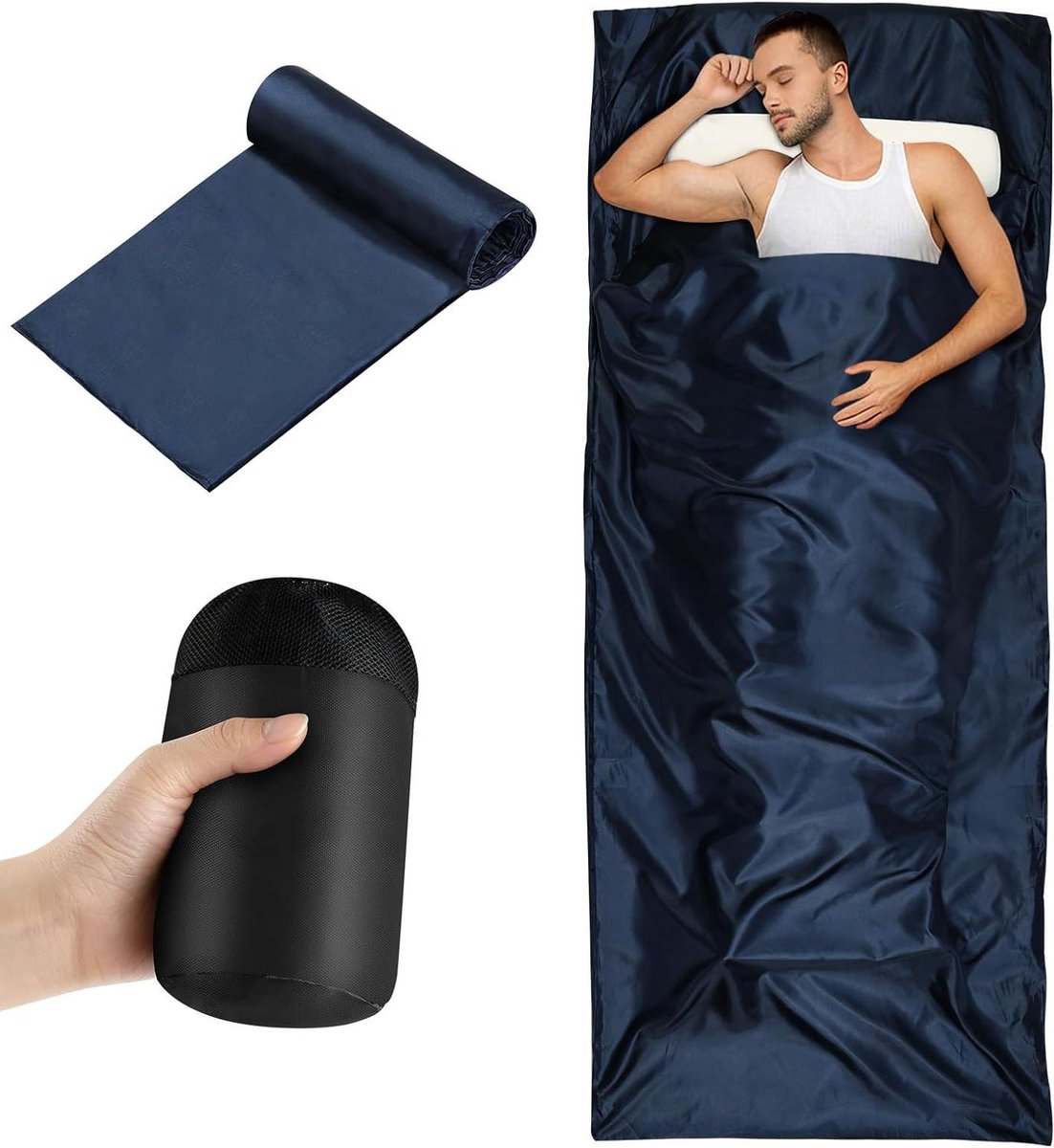 Reisslaapzak - Lichtgewicht slaapzak - Backpacken en reizen - Ultralichtgewicht ontwerp - 210 gram - Blauw