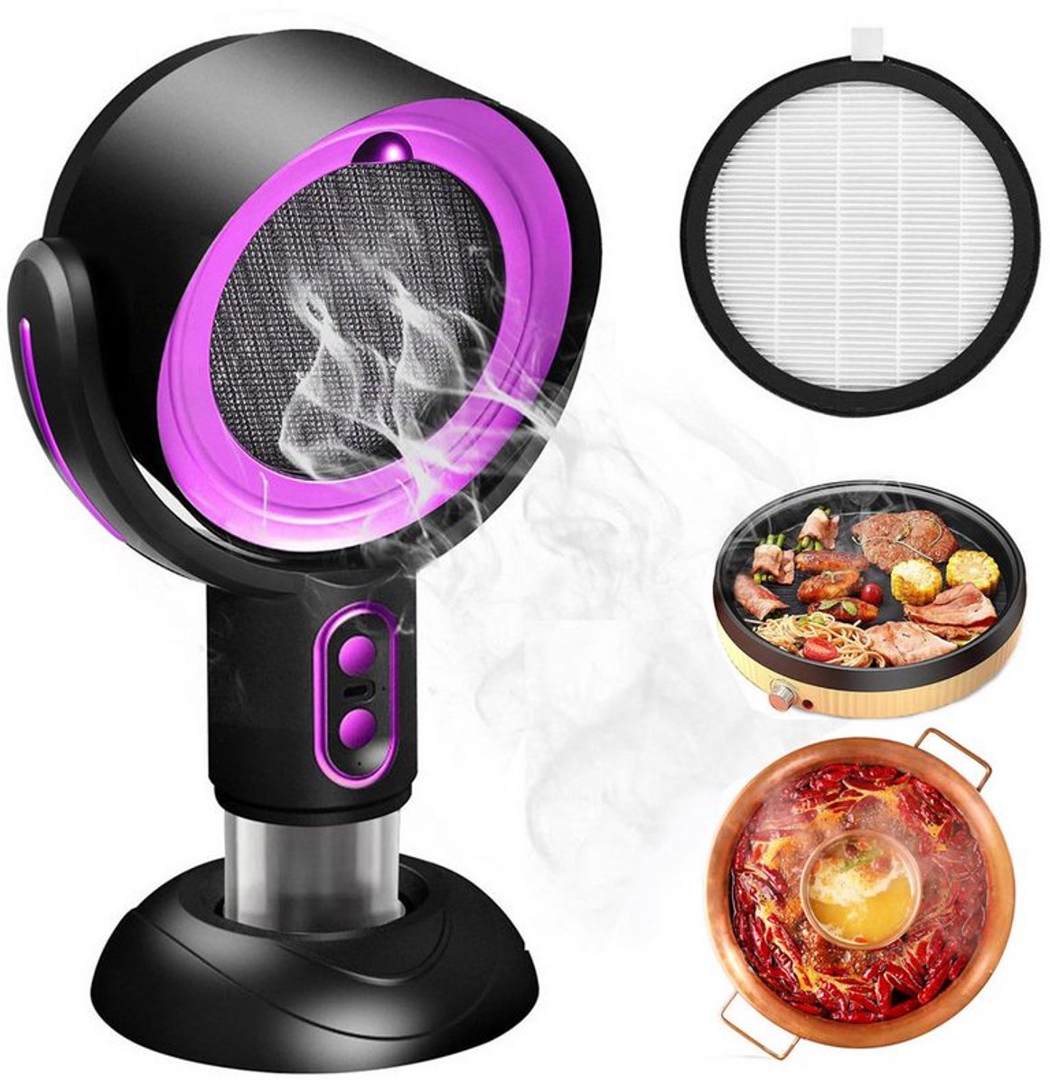 Draagbare mini-afzuigkap met batterij en USB-aansluiting Geschikt voor rookafzuiging.
