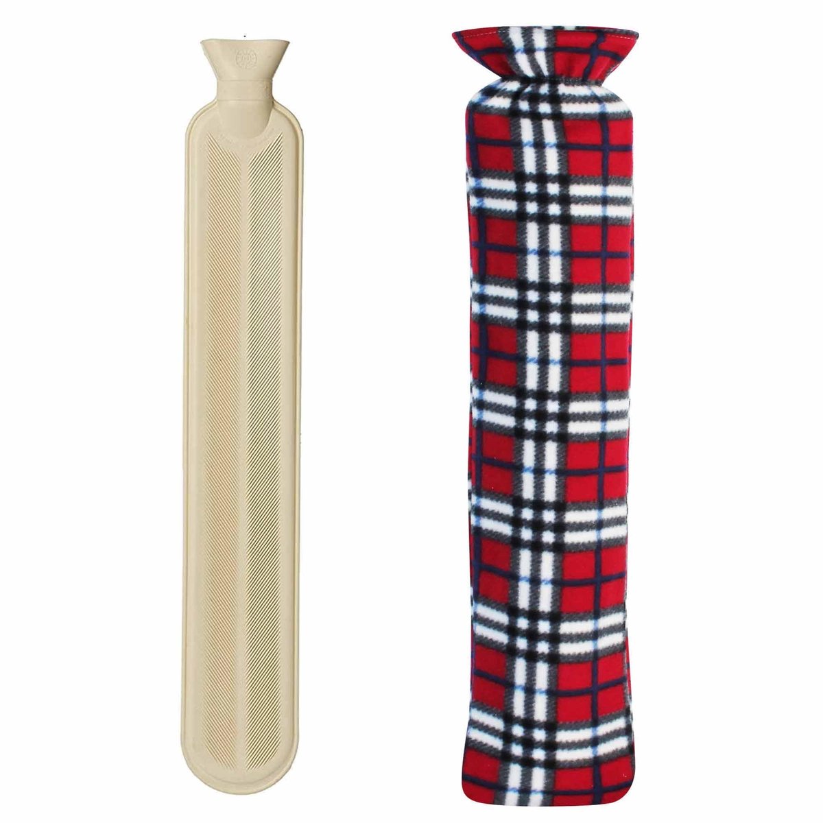 Warmwaterkruik 2 liter - extra lang 76 cm - pluche fleece hoes - rustgevend comfort - ShopVlot