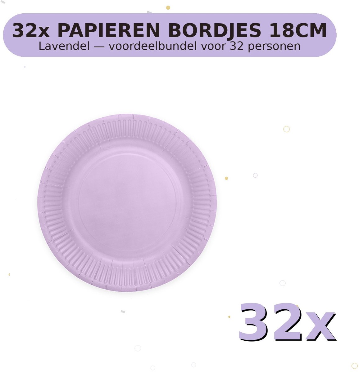 Bordjes 18cm FSC Lavendel - Voordeelverpakking 32 Stuks voor tot 32 Personen - Feestartikelen