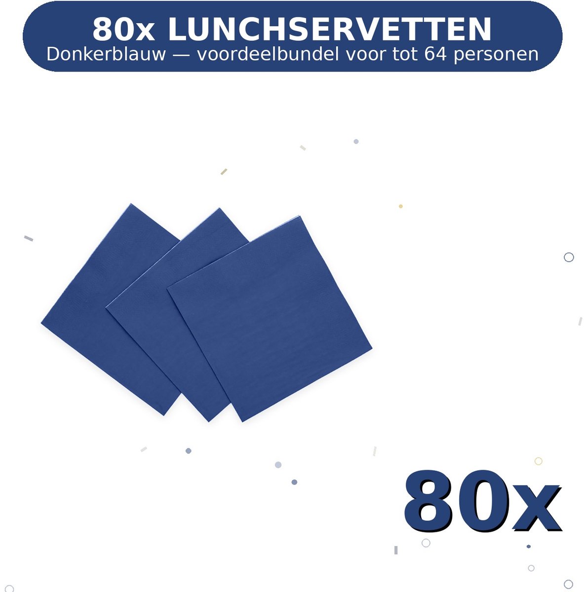 Lunch servetten 33x33cm FSC Donkerblauw - Voordeelverpakking 80 Stuks voor tot 64 Personen - Feestartikelen