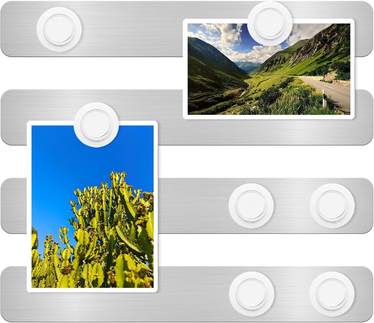 Magnetisch Memo Bord 30.8 x 4.8cm - Zelfklevende Magnetische Strips - Staal met 7 Witte Magneten - ShopVlot
