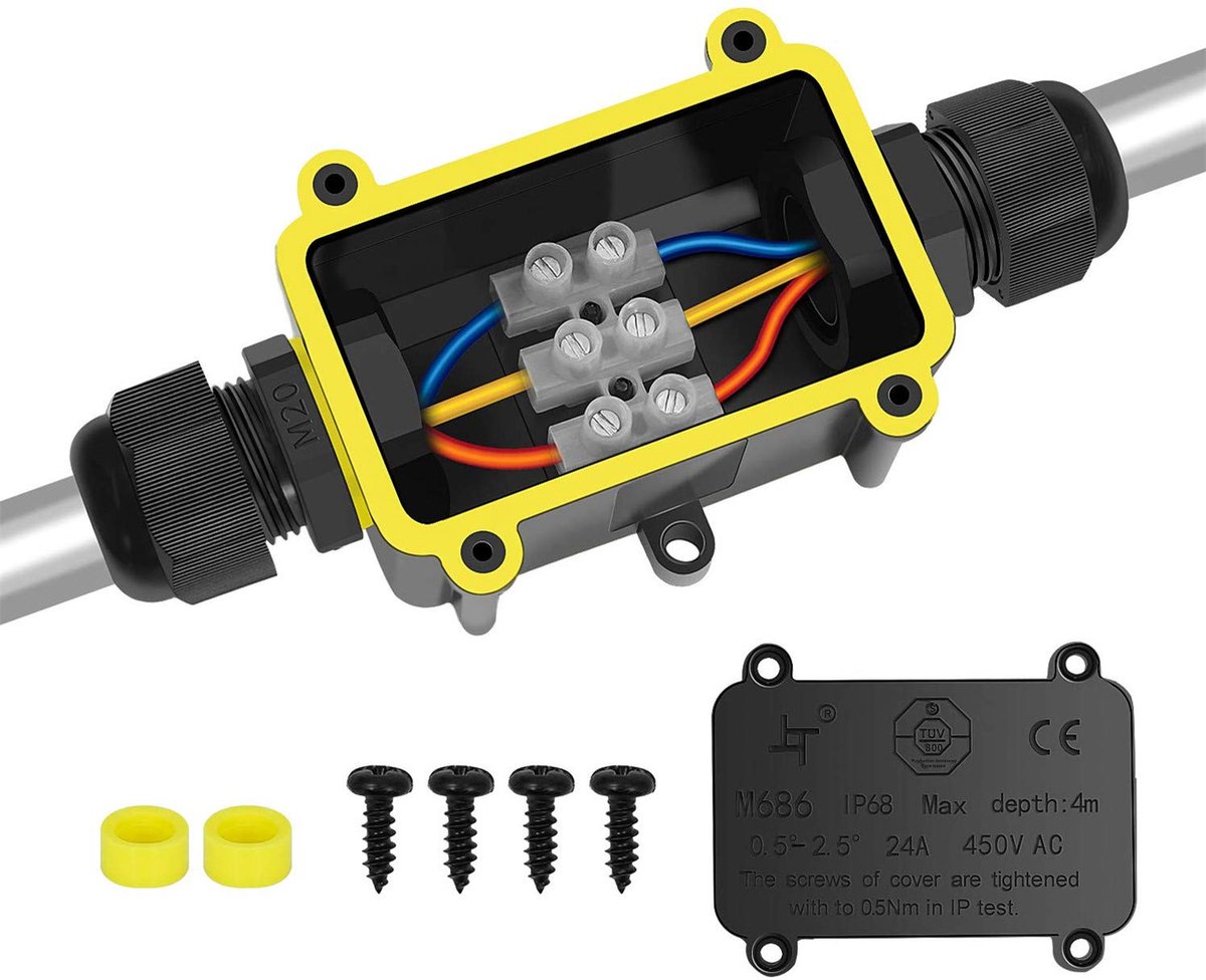 YS junction box, waterproof IP68 with 2-way underground junction boxes, electric for cable Ø 4 mm - 14 mm - ShopVlot