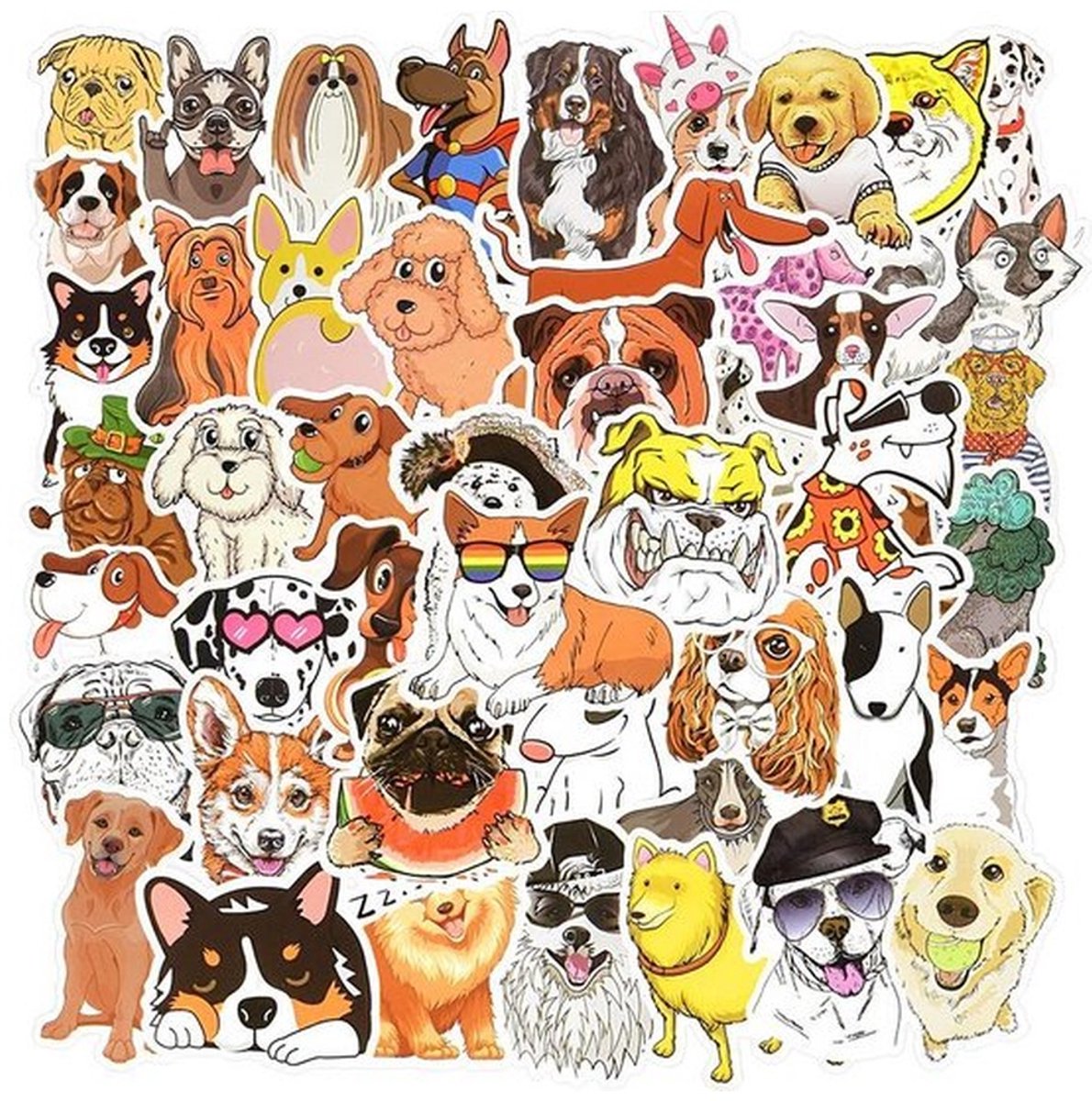 50 Honden Stickers – Dieren & Diverse Hondenrassen
