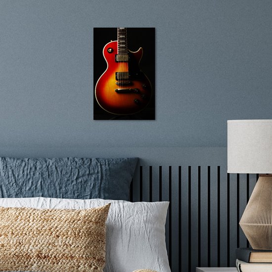 Poster 20x30 cm - Een roodkleurige elektrische gitaar - Posters - Kamer decoratie - Wanddecoratie woonkamer - Muurdecoratie slaapkamer