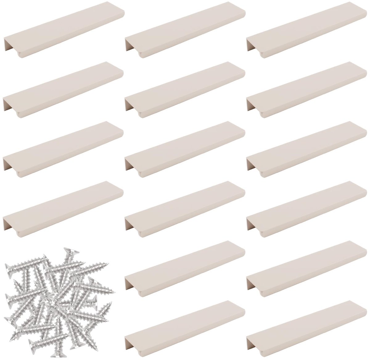 Dailygoods- Ladegrepen 16 Stuks - Verborgen Handgrepen - Aluminium Legering - Modern Stijl - Cashmere Grijs - Geschikt voor Keuken/Kast