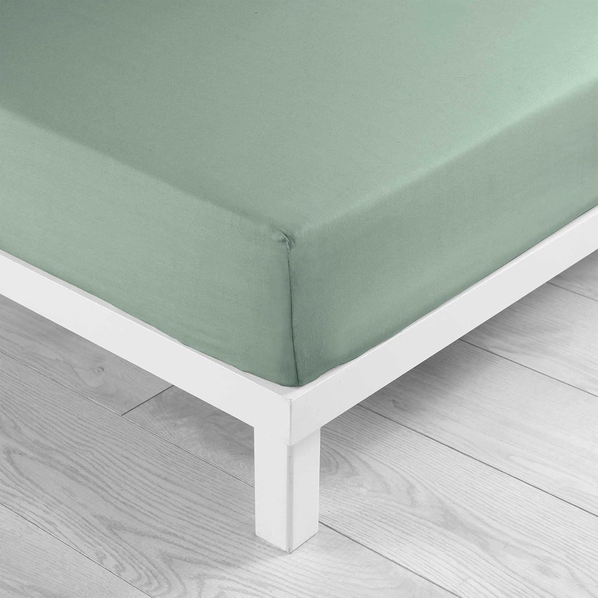 Hoeslaken - Bedlaken - Comfortabele nachtrust - 100% ademend katoen - 90 x 190 cm - Salie
