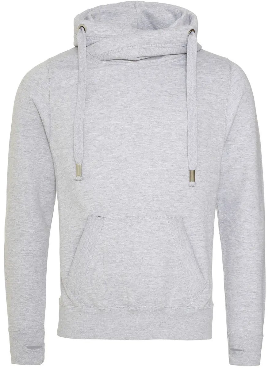 Just Hoods Cross Neck Hoodie JH021 - Heather Grey - XL