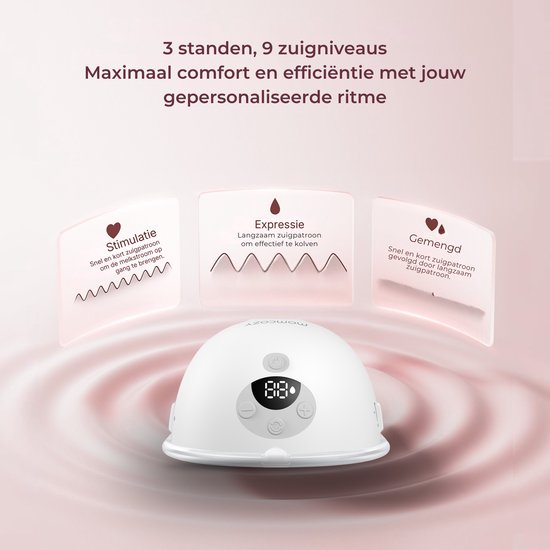 Momcozy M5 Smart – Handsfree Borstkolf – 2 Stuks – Elektrisch – Stil & Compact – Met Borstschild Inserts - Wit/Grijs — afbeelding 5