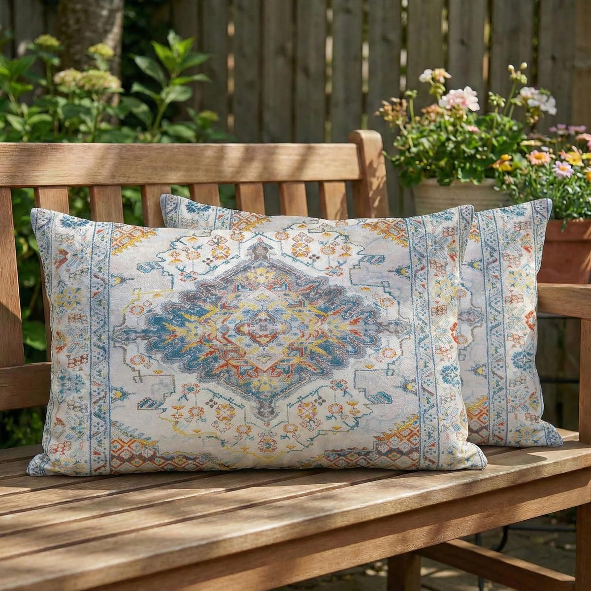 outdoor kussen, weerbestendig, 30 x 50 cm, sierkussens, zomer, vintage kussenhoezen, beige, bankkussens voor woonkamer, slaapkamer, tuin, decoratieve set van 2