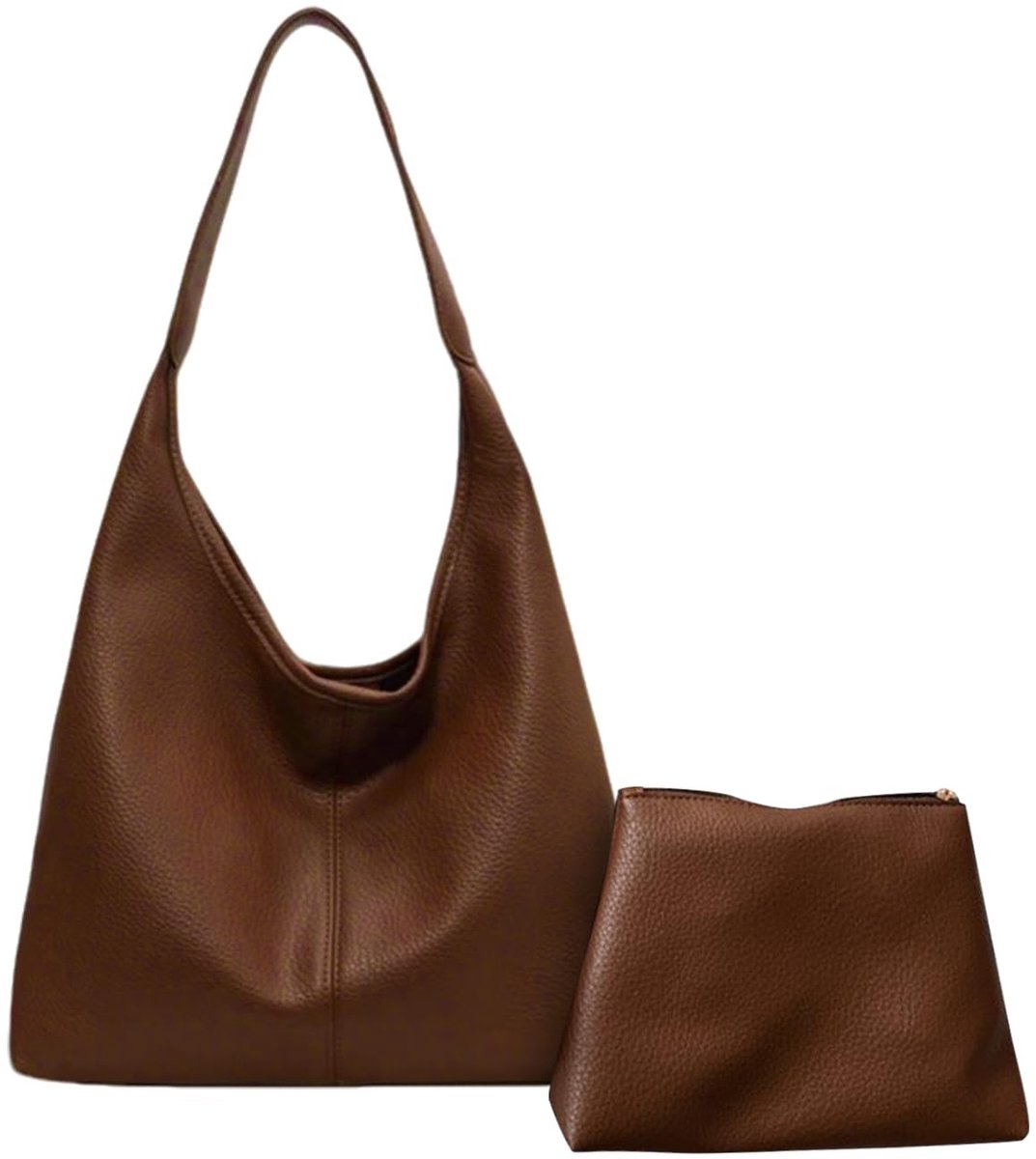 Dailygoods - Cord Tote Bag met kleine clutch, hoogwaardig PU-materiaal, dameshandtas, grote handtassen, schoudertas met ritssluiting, casual retroriem, voor werk, reizen, winkelen